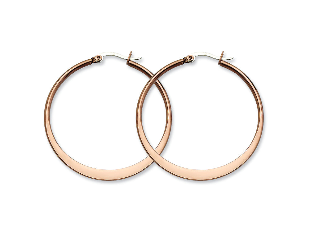 Chisel Stainless Steel Brown Ip Plated 43mm Hoop Earrings