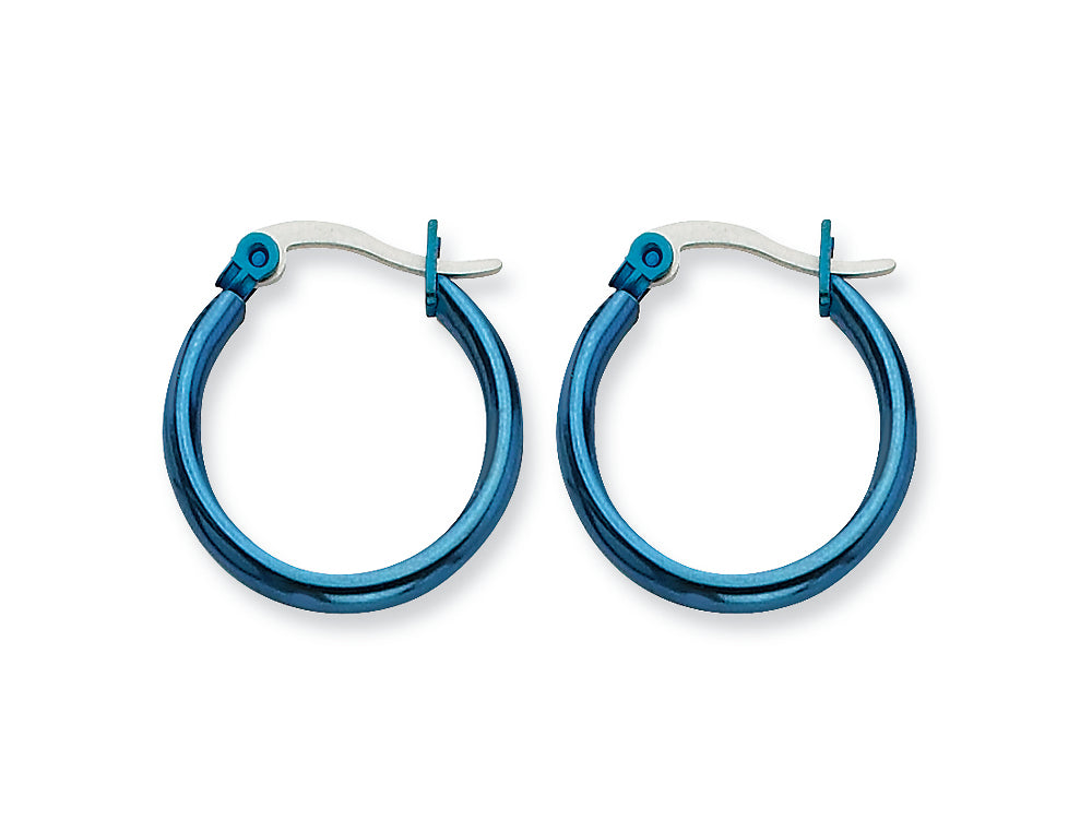 Chisel Stainless Steel Blue Ip Plated 19mm Hoop Earrings