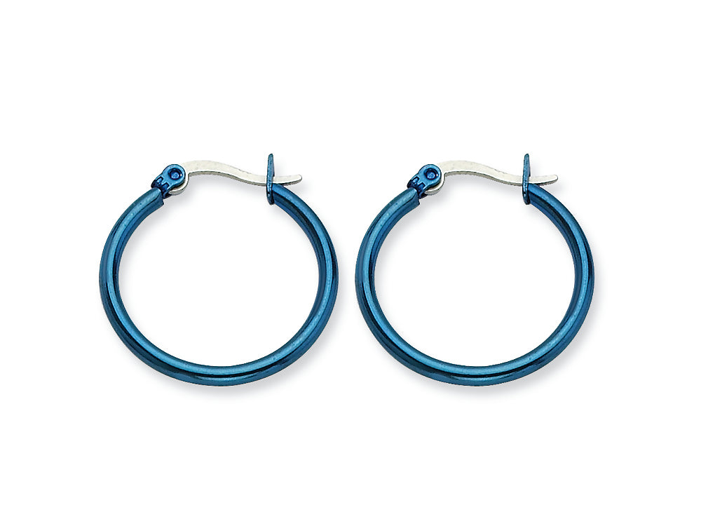 Chisel Stainless Steel Blue Ip Plated 26mm Hoop Earrings