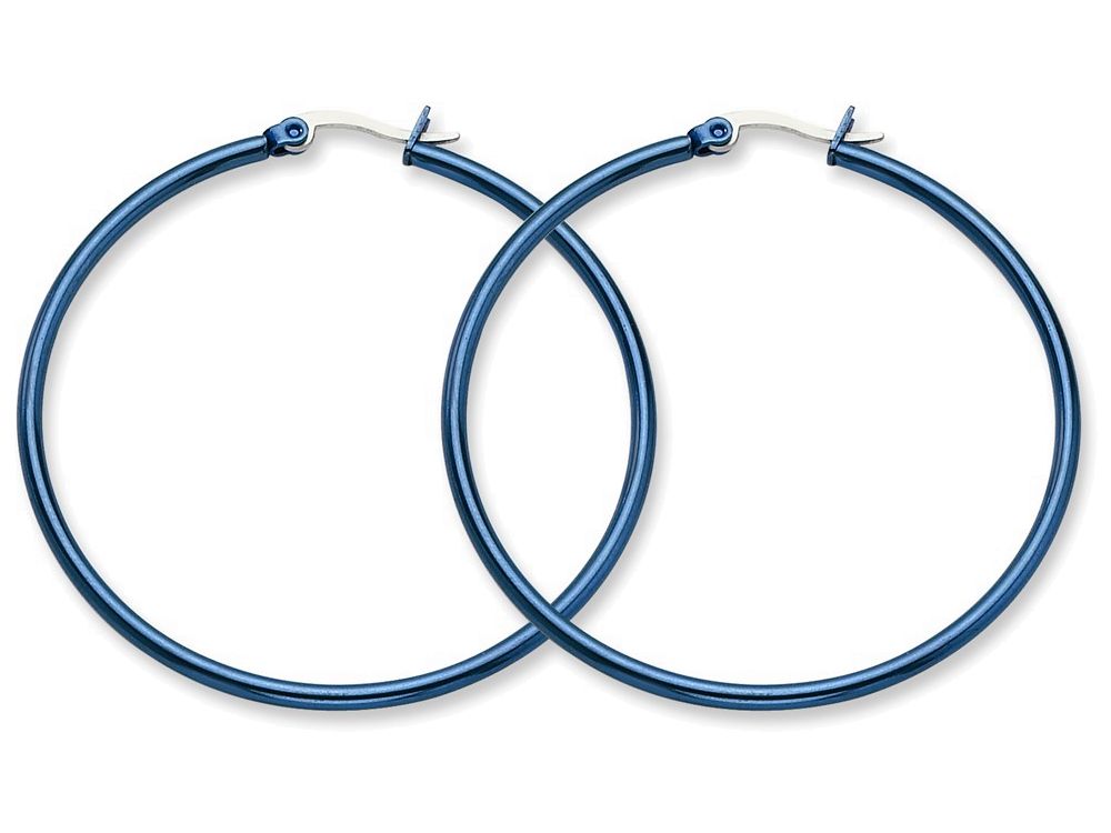 Chisel Stainless Steel Blue Ip Plated 49.5mm Hoop Earrings
