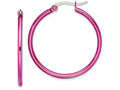 Chisel Stainless Steel Pink Ip Plated 32mm Hoop Earrings