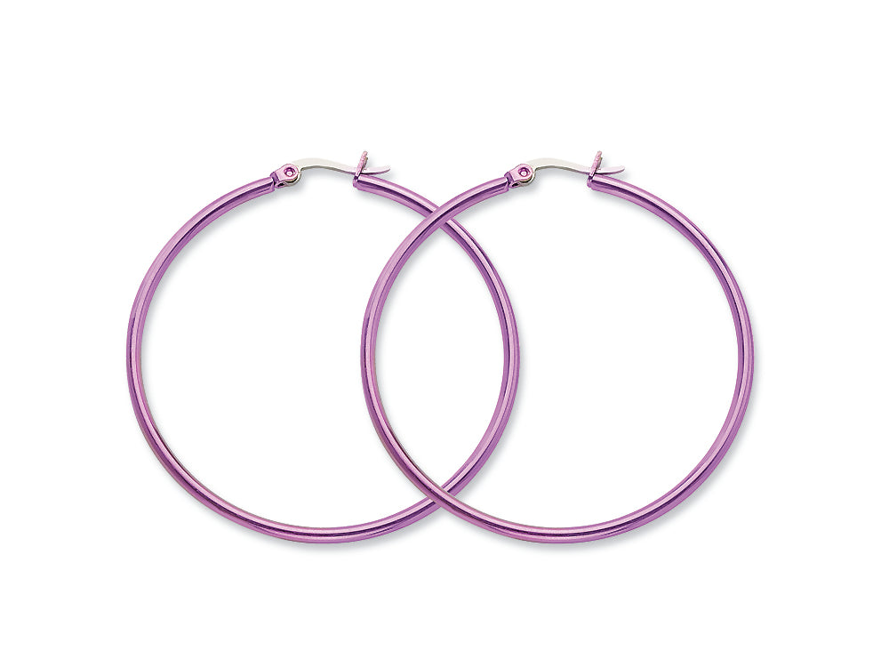 Chisel Stainless Steel Pink Ip Plated 48mm Hoop Earrings