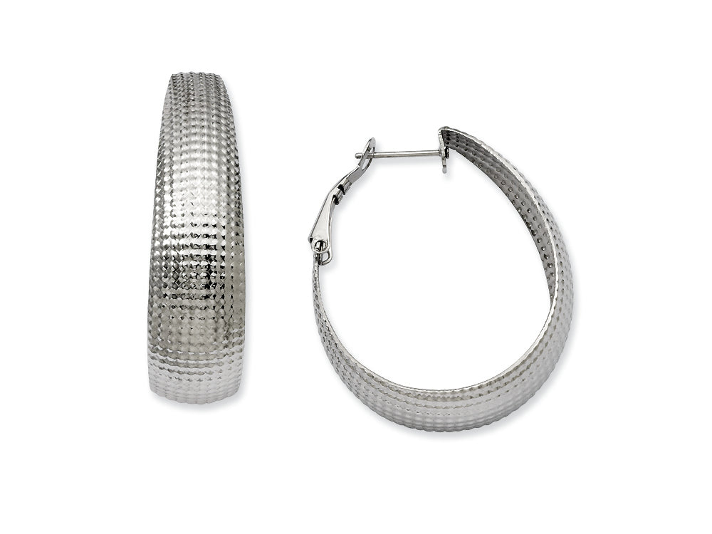 Chisel Stainless Steel Textured Oval Hoop Earrings