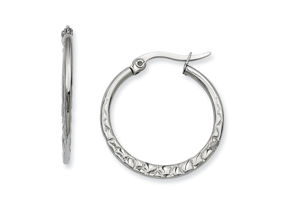 Chisel Stainless Steel 20mm Textured Hoop Earrings