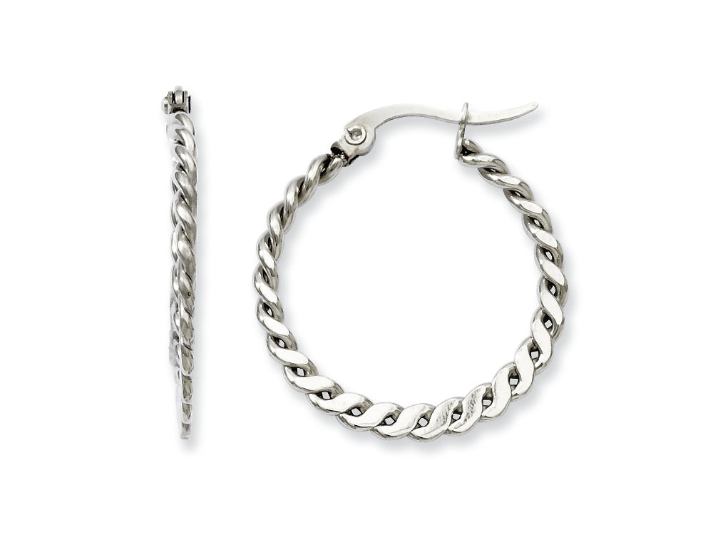 Chisel Stainless Steel 23mm Textured Hoop Earrings