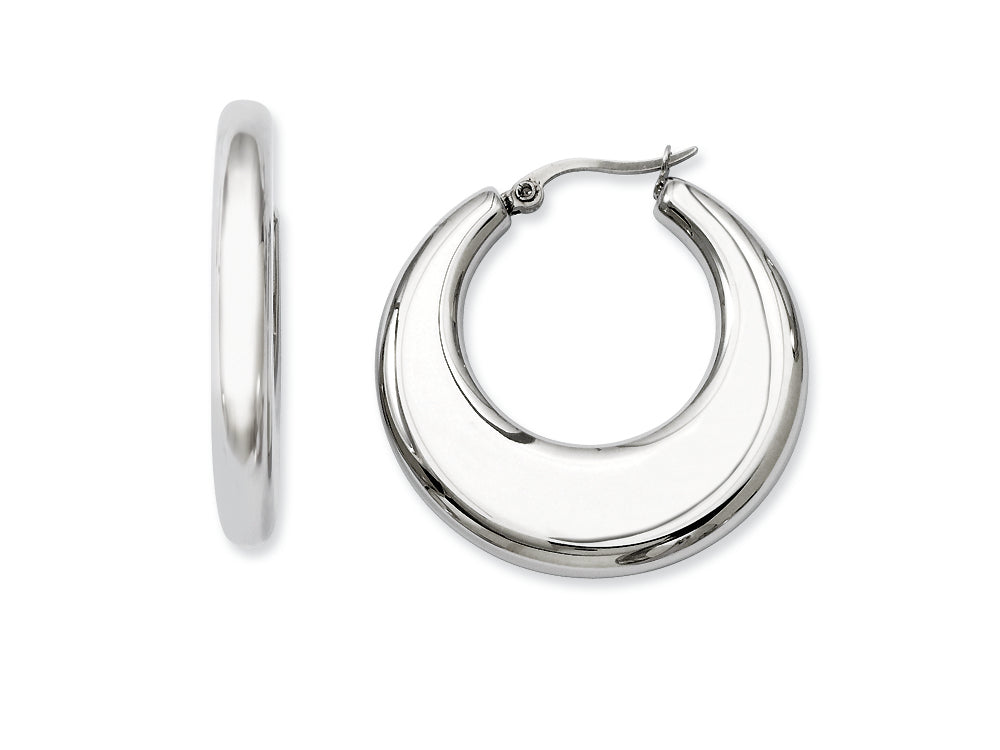 Chisel Stainless Steel 35mm Hollow Hoop Earrings