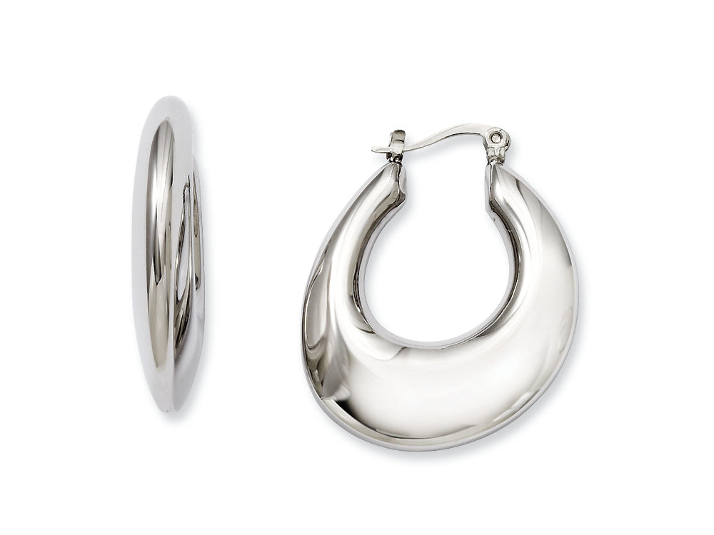 Chisel Stainless Steel Hollow Teardrop Hoop Earrings