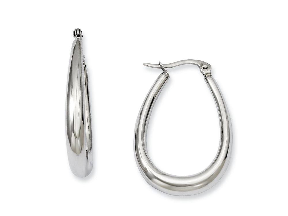 Chisel Stainless Steel Teardrop Hollow Hoop Earrings