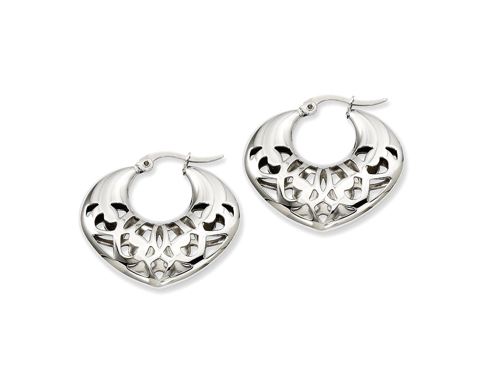 Chisel Stainless Steel 30mm Fancy Cutout Hoop Earrings