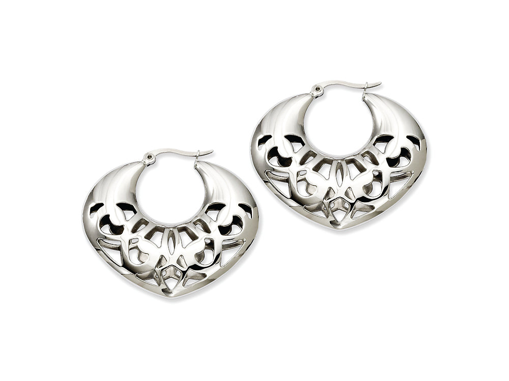 Chisel Stainless Steel 40mm Fancy Cutout Hoop Earrings