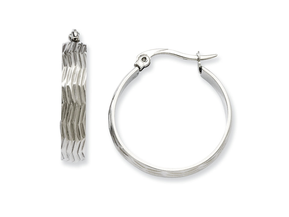Chisel Stainless Steel Textured Hoop Earrings