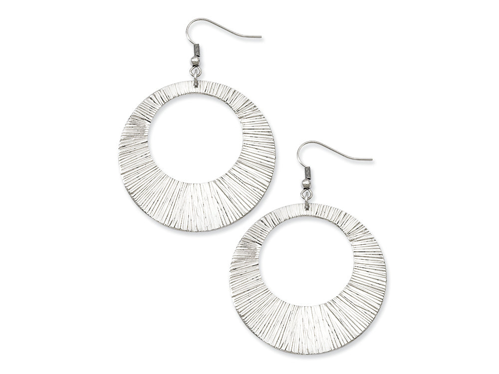 Chisel Stainless Steel Textured Circle Dangle Earrings