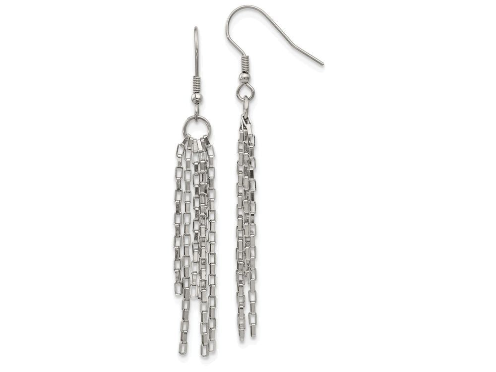 Chisel Stainless Steel Multistrand Box Chain Dangle Earrings