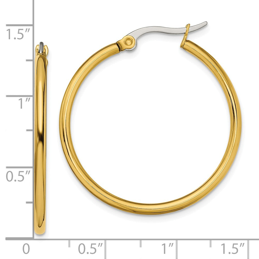 Chisel Stainless Steel Gold Ip Plated 32mm Hoop Earrings