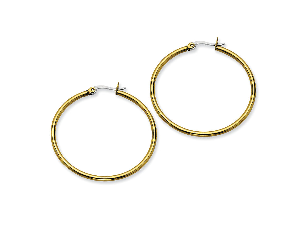 Chisel Stainless Steel Gold Ip Plated 40mm Hoop Earrings