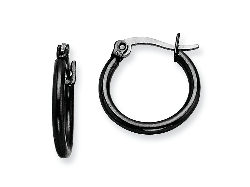 Chisel Stainless Steel Black Ip Plated 15.5mm Hoop Earrings