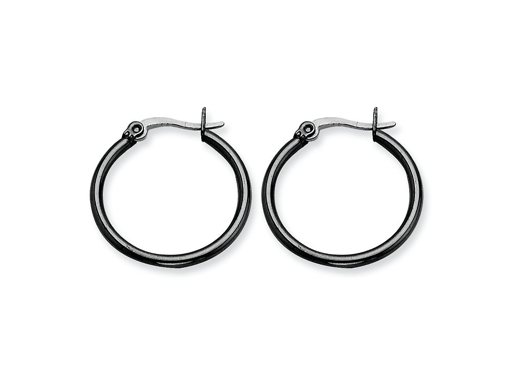 Chisel Stainless Steel Black Ip Plated 26mm Hoop Earrings