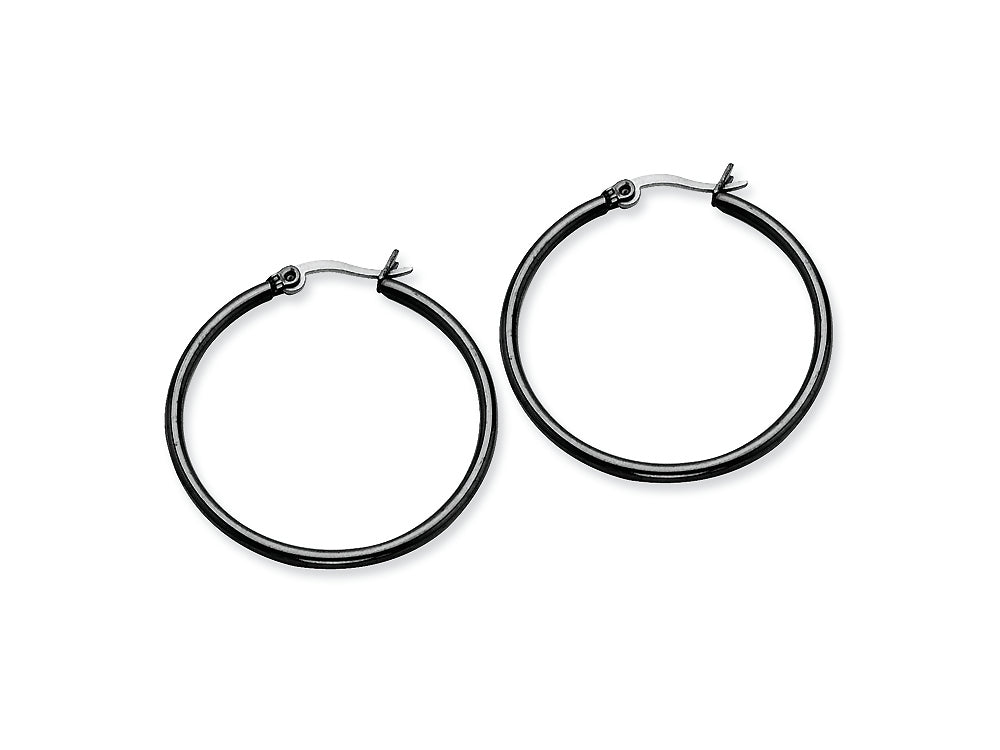 Chisel Stainless Steel Black Ip Plated 32mm Hoop Earrings