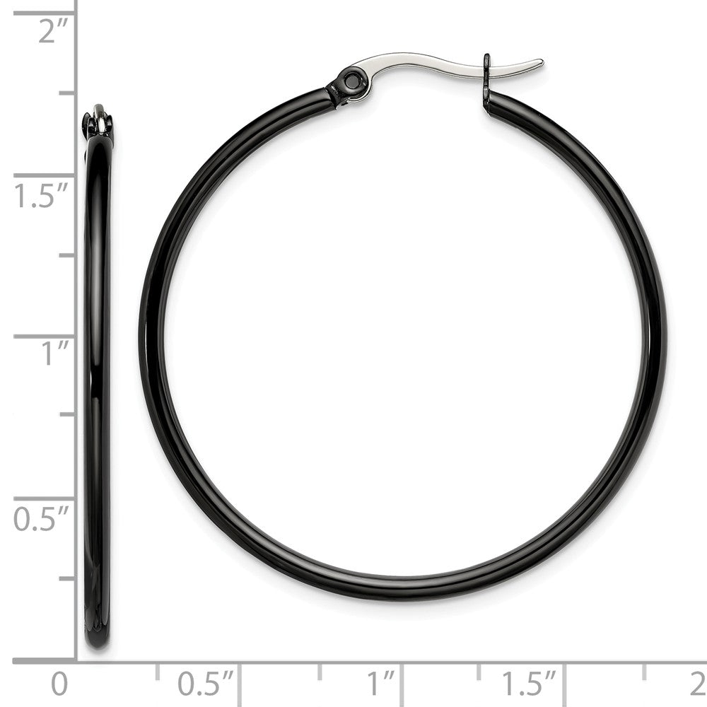 Chisel Stainless Steel Black Ip Plated 40mm Hoop Earrings