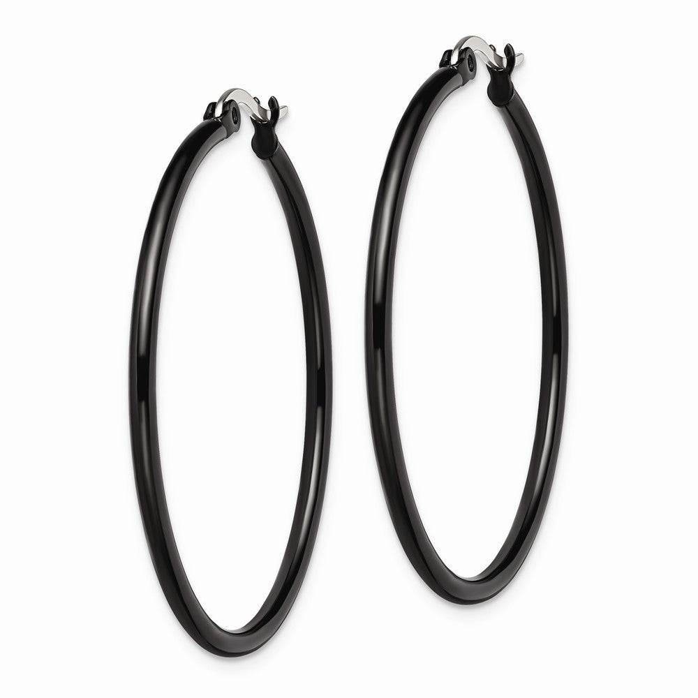 Chisel Stainless Steel Black Ip Plated 40mm Hoop Earrings