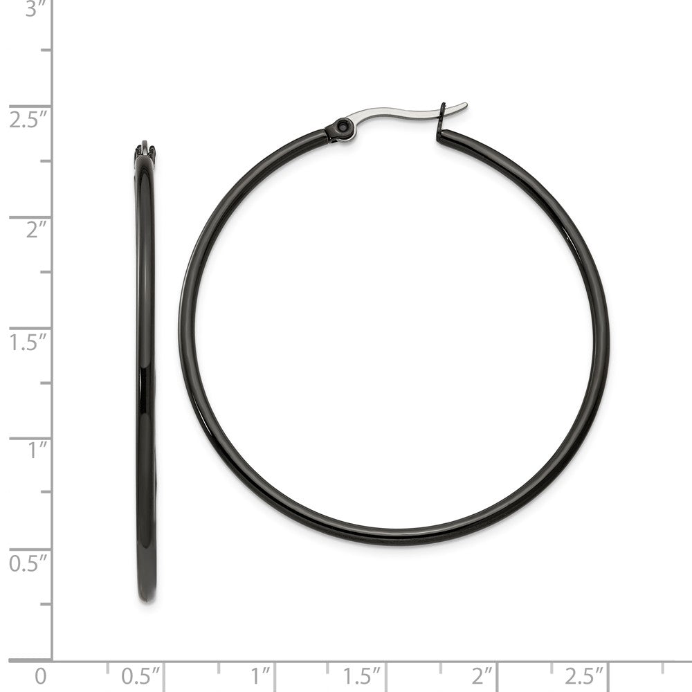Chisel Stainless Steel Black Ip Plated 48mm Hoop Earrings
