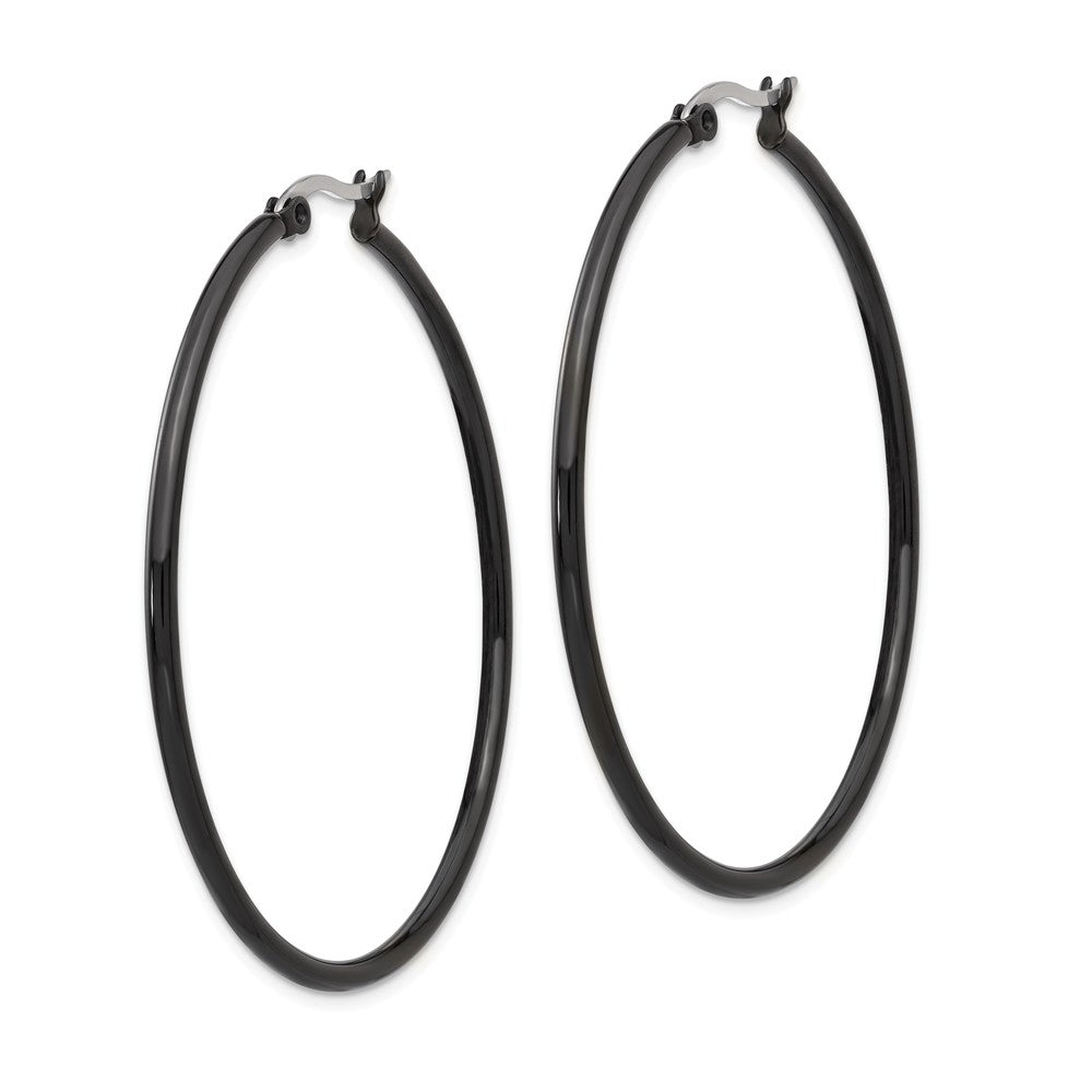 Chisel Stainless Steel Black Ip Plated 48mm Hoop Earrings