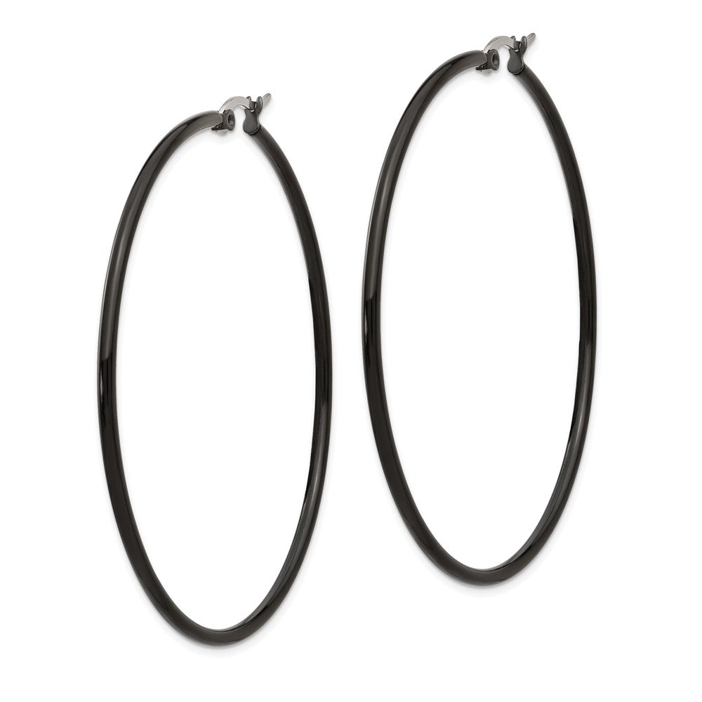 Chisel Stainless Steel Black Ip Plated 60mm Hoop Earrings