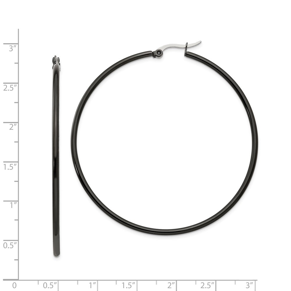 Chisel Stainless Steel Black Ip Plated 60mm Hoop Earrings