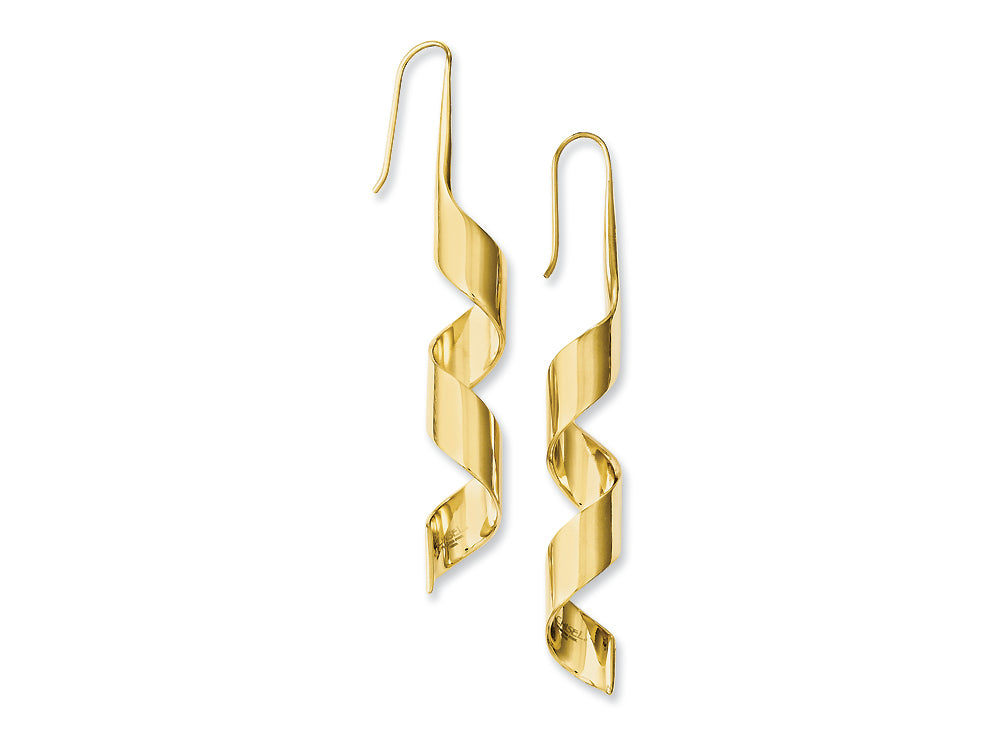 Chisel Stainless Steel Yellow Ip-plated Swirl Dangle Earrings