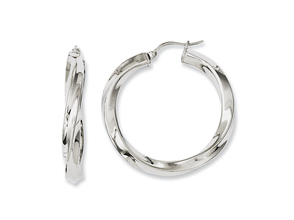 Chisel Stainless Steel Twisted Polished Hollow Hoop Earrings