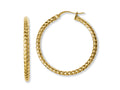 Chisel Stainless Steel Yellow Ip-plated Textured Hollow Hoop Earrings