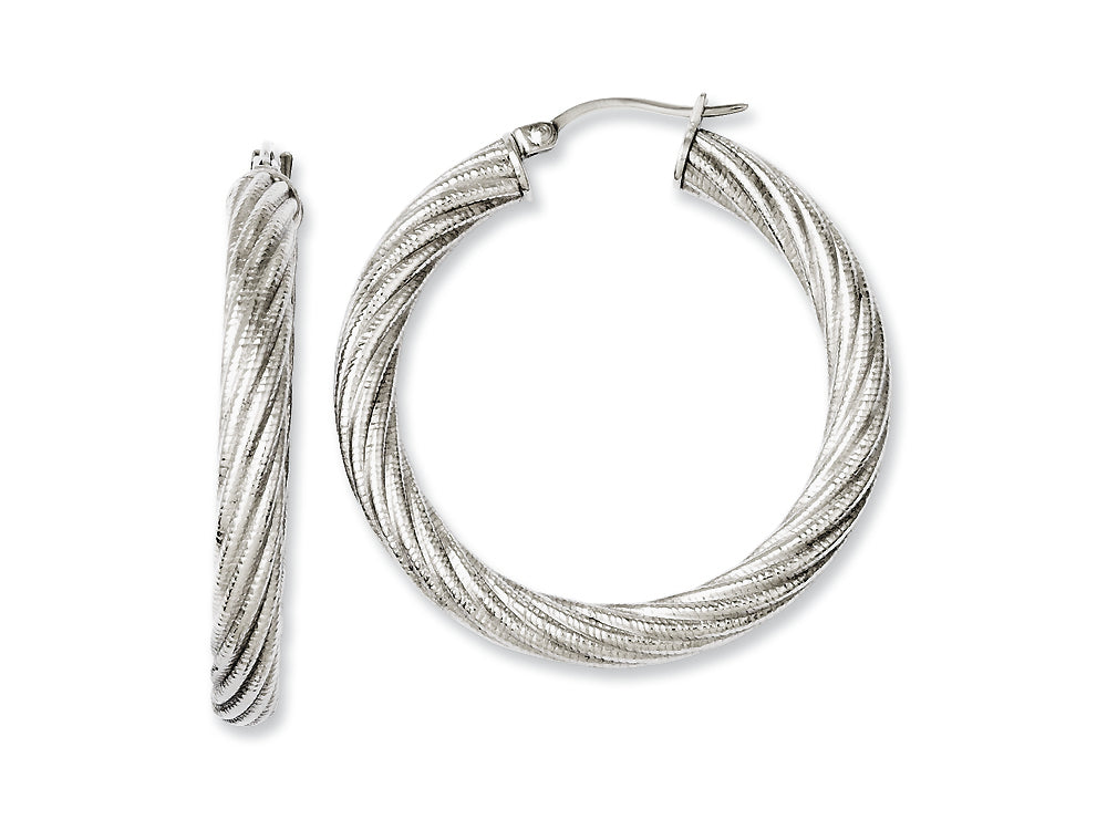 Chisel Stainless Steel Textured Hollow Hoop Earrings