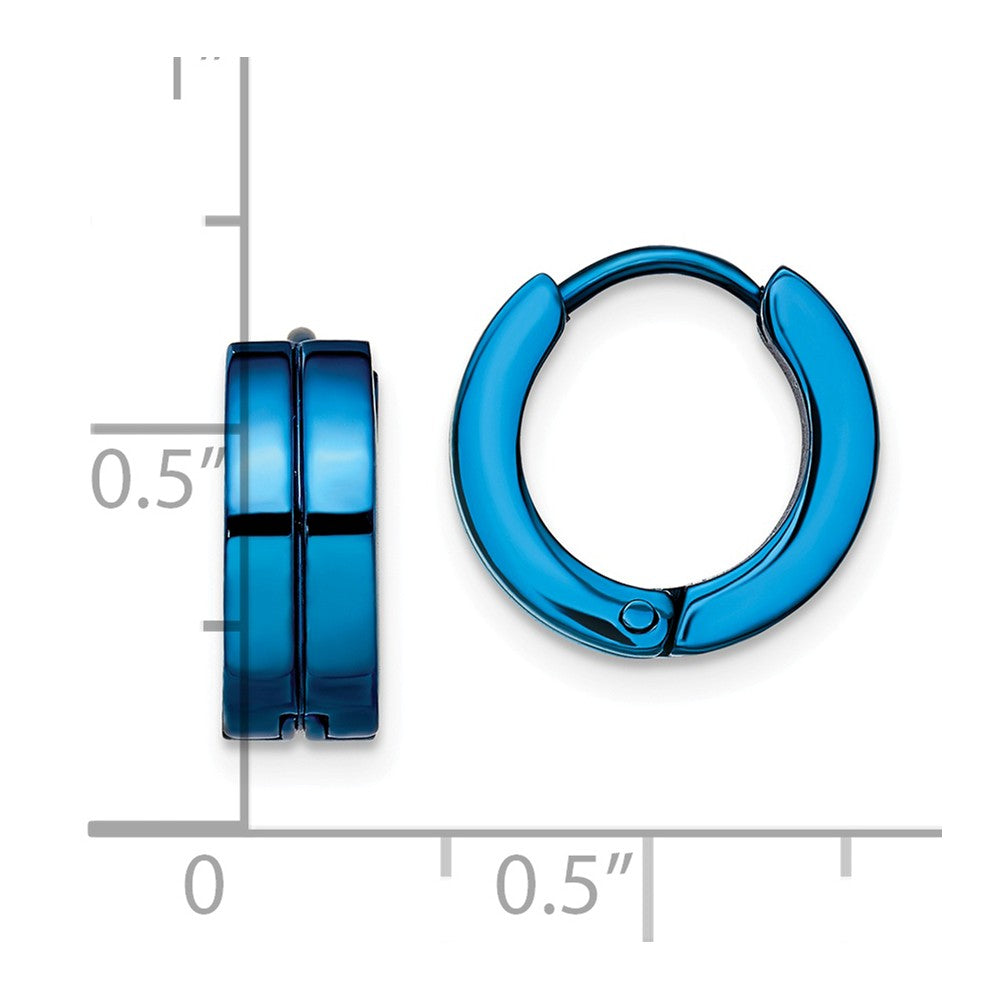 Chisel Stainless Steel Blue Ip-plated Hinged Hoop Earrings