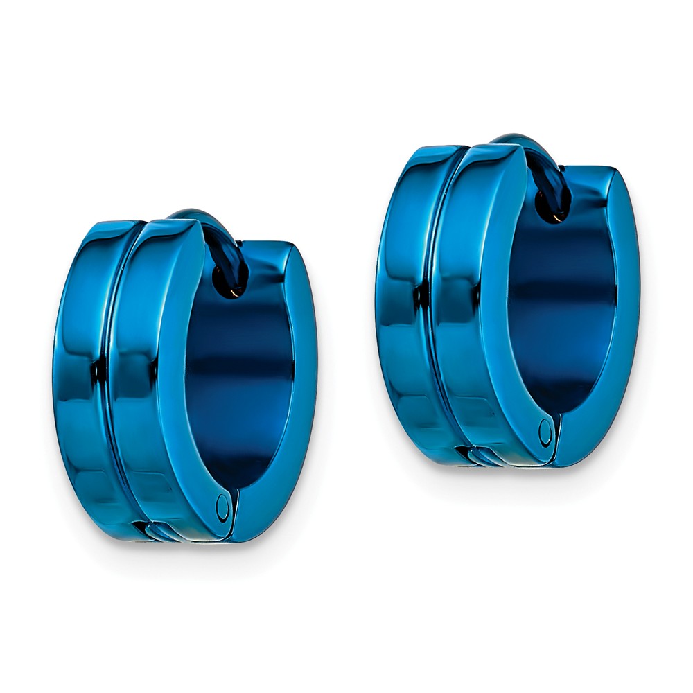 Chisel Stainless Steel Blue Ip-plated Hinged Hoop Earrings