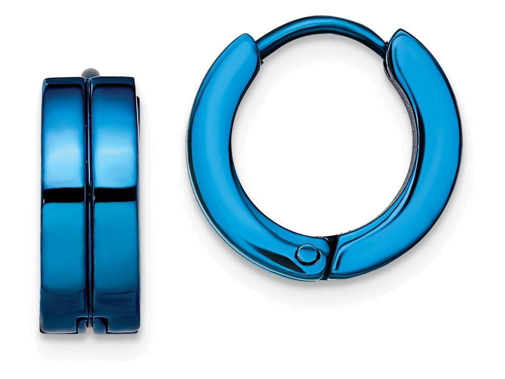 Chisel Stainless Steel Blue Ip-plated Hinged Hoop Earrings