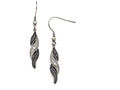 Chisel Stainless Steel Antiqued CZ Shepherd Hook Earrings