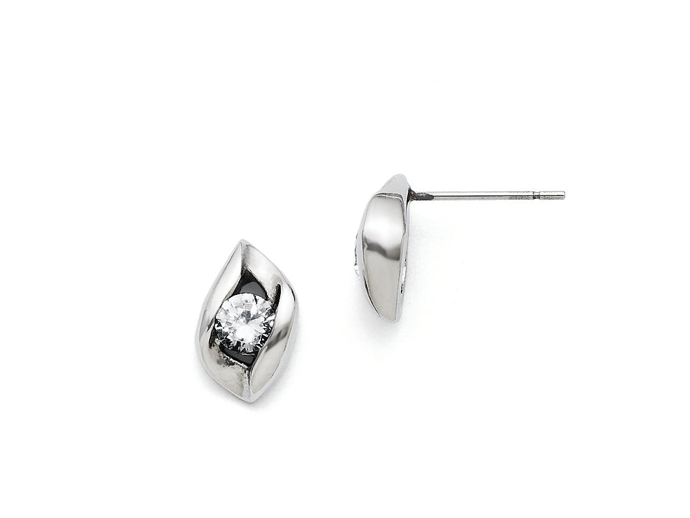 Chisel Stainless Steel CZ Polished Post Earrings