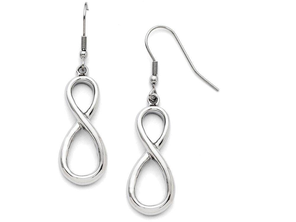 FJC Finejewelers Stainless Steel Polished Infinity Symbol Shepherd Hook Earrings