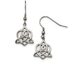 Chisel Stainless Steel Polished Heart Trinity Knot Shepherd Hook Earrings
