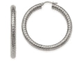 Chisel Stainless Steel Polished Textured Hoop Earrings