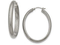 Chisel Stainless Steel Polished Textured Oval Hoop Earrings