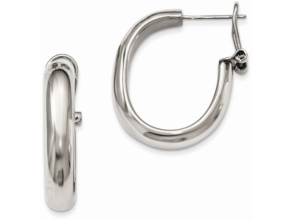 Chisel Stainless Steel Polished Omega Back Hoop Earrings