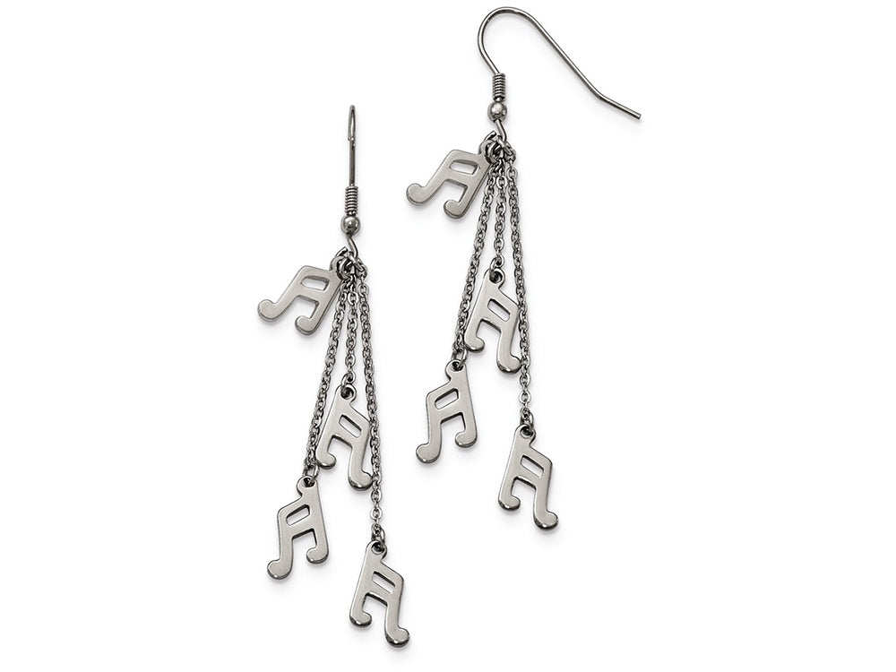 Chisel Stainless Steel Multi Strand Music Note Dangle Shepherds Hook Earrings