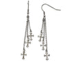 Chisel Stainless Steel Multi Strand Cross Dangle Shepherds Hook Earrings