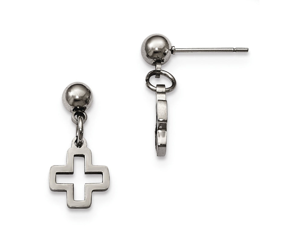Chisel Stainless Steel Cross Post Dangle Earrings