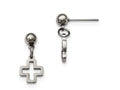 Chisel Stainless Steel Cross Post Dangle Earrings