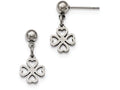 Chisel Stainless Steel Clover Post Dangle Earrings