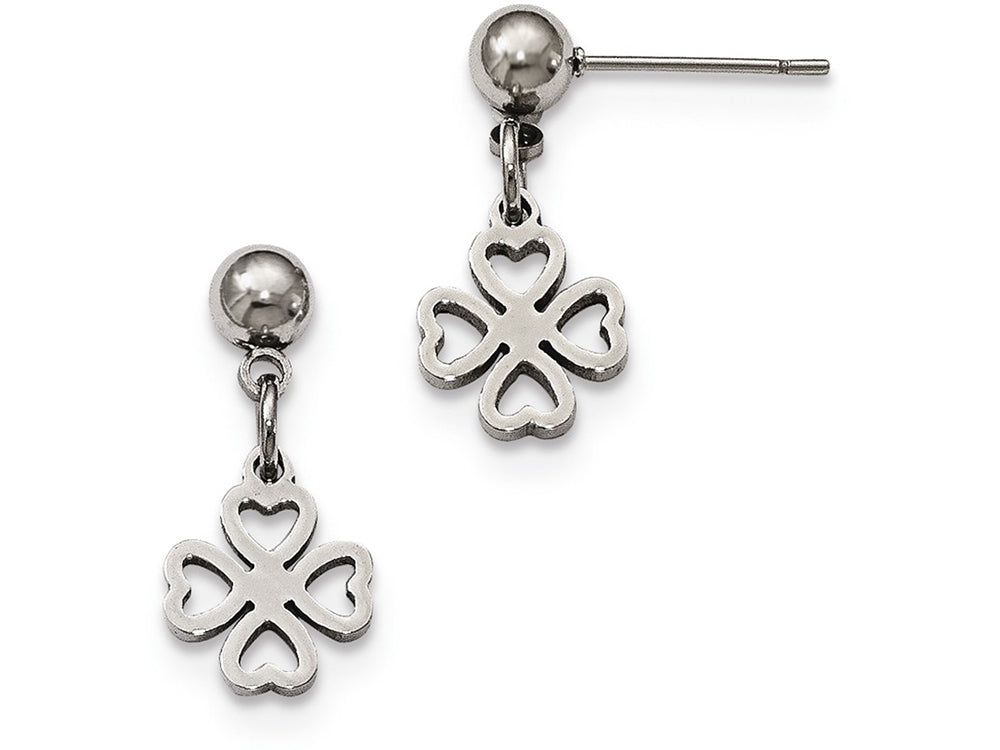 Chisel Stainless Steel Clover Post Dangle Earrings