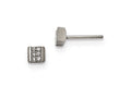 Chisel Stainless Steel Brushed CZ Post Earrings