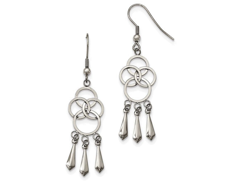 Chisel Stainless Steel Polished Dangle Shepherd Hook Earrings